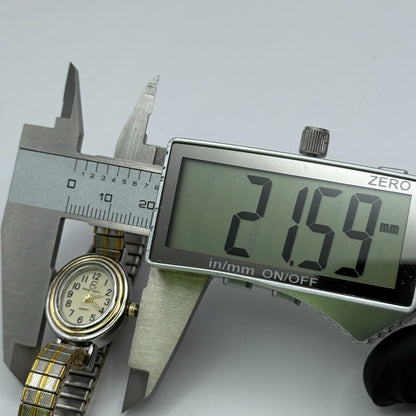 Philip Mercier Ladies Quartz Watch Two Tone Stretch Band Working 19mm