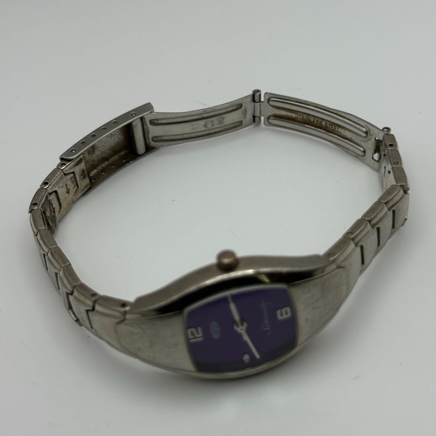 Sekonda Ladies Quartz Watch Purple Dial Silver Tone Bracelet Steel Working 24mm