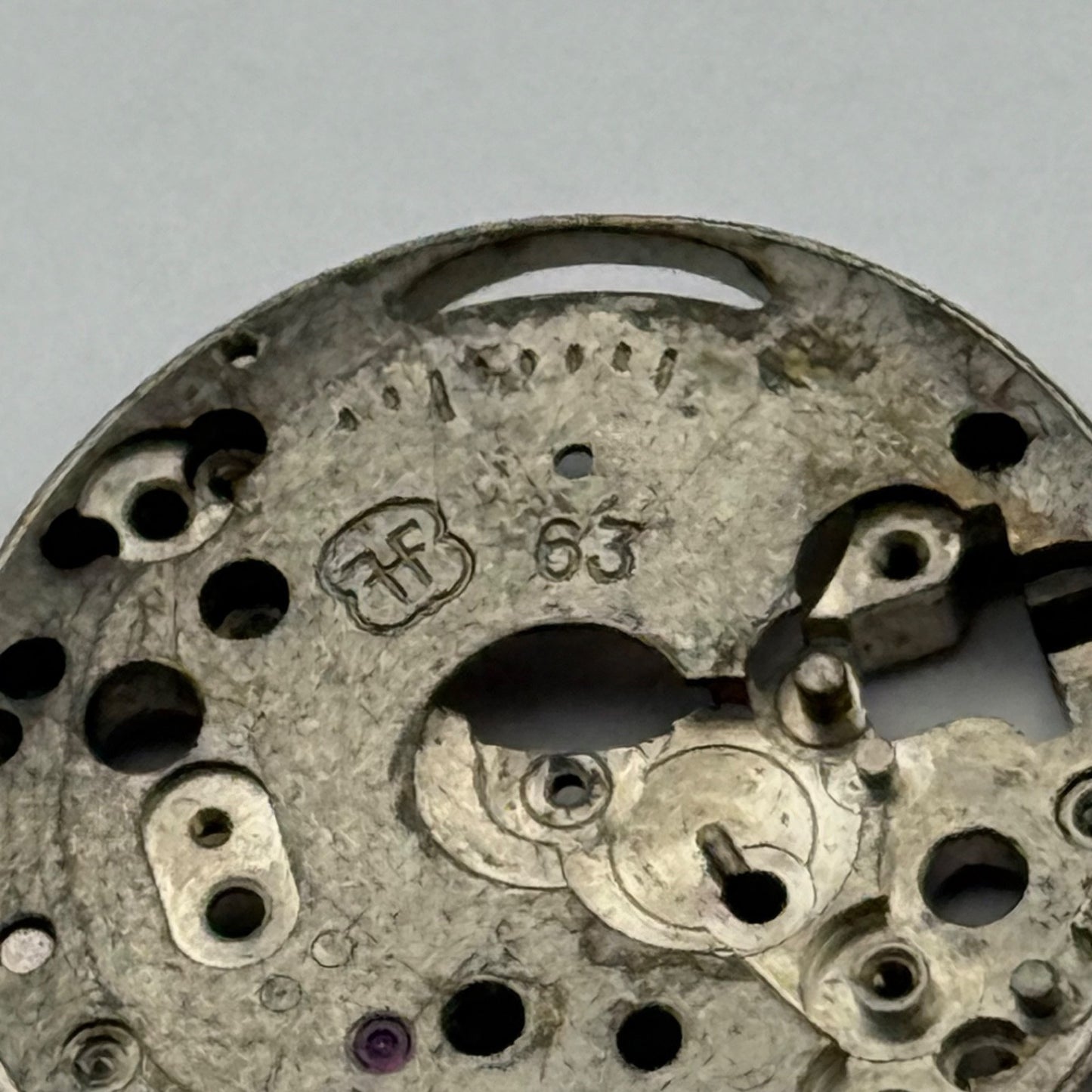 FHF 63 Watch Movement Main Plate Manual Wind Vintage Swiss Parts Repair 19.6mm