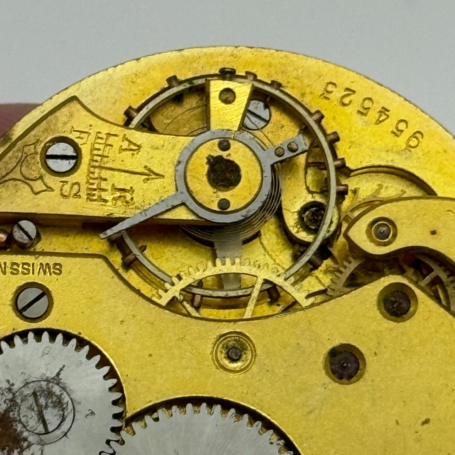 42.7mm Unidentified Swiss Sub Seconds Open Face Pocket Watch Movement PARTS