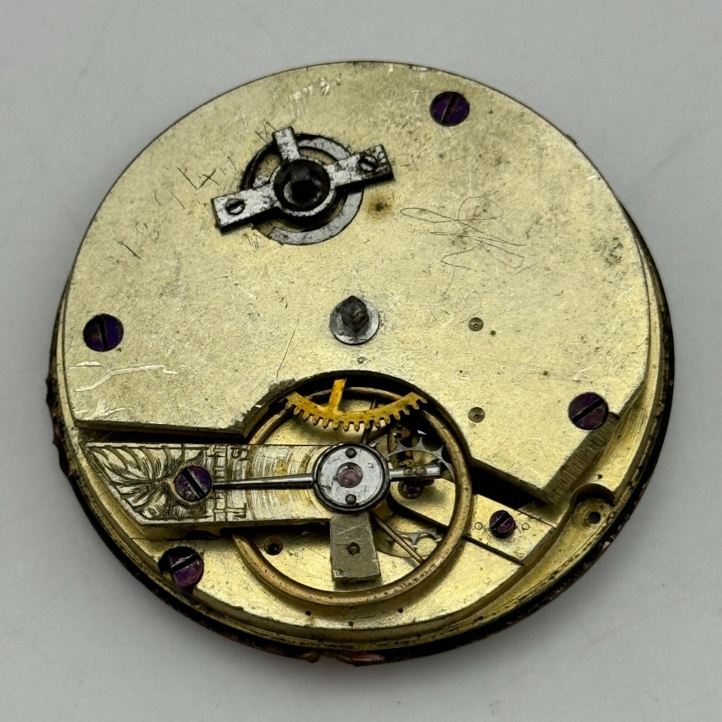 44mm Antique Paris Exhibition 1867 Key Wound Pocket Watch Movement PARTS REPAIR