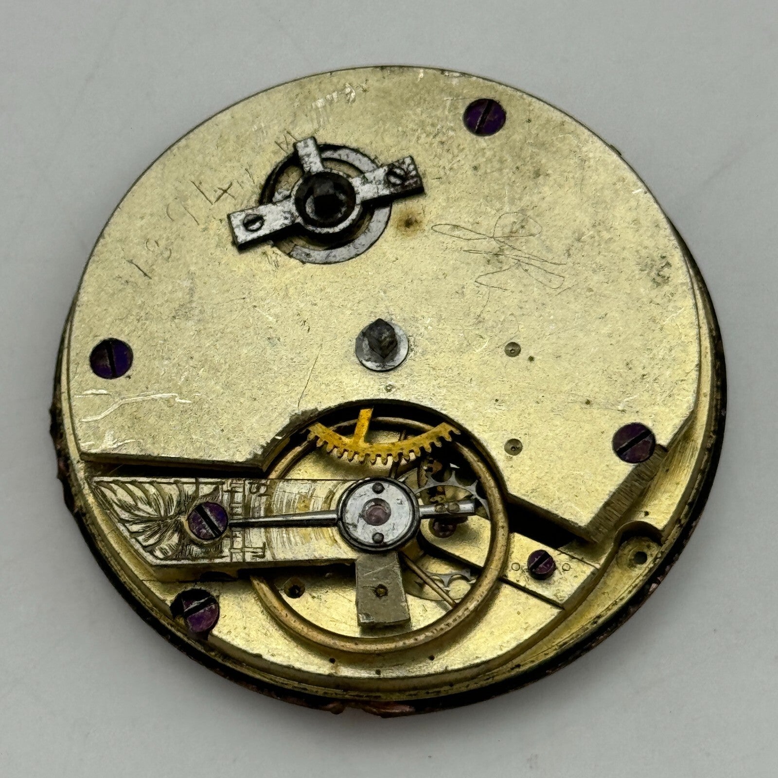 44mm Antique Paris Exhibition 1867 Key Wound Pocket Watch Movement PARTS REPAIR