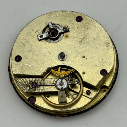 44mm Antique Paris Exhibition 1867 Key Wound Pocket Watch Movement PARTS REPAIR