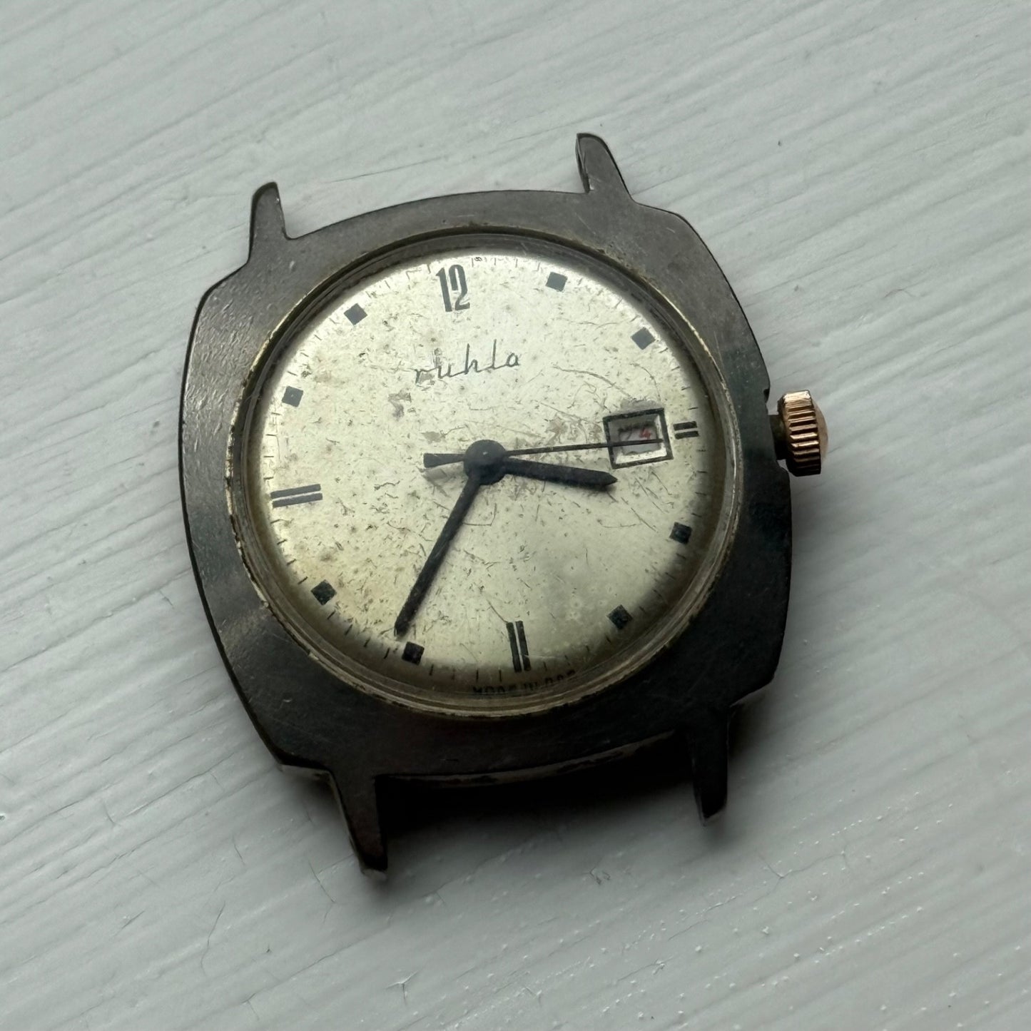 35mm Vintage Ruhla UMF 24-00 Made In GDR Manual Wind Date Watch PARTS / REPAIR