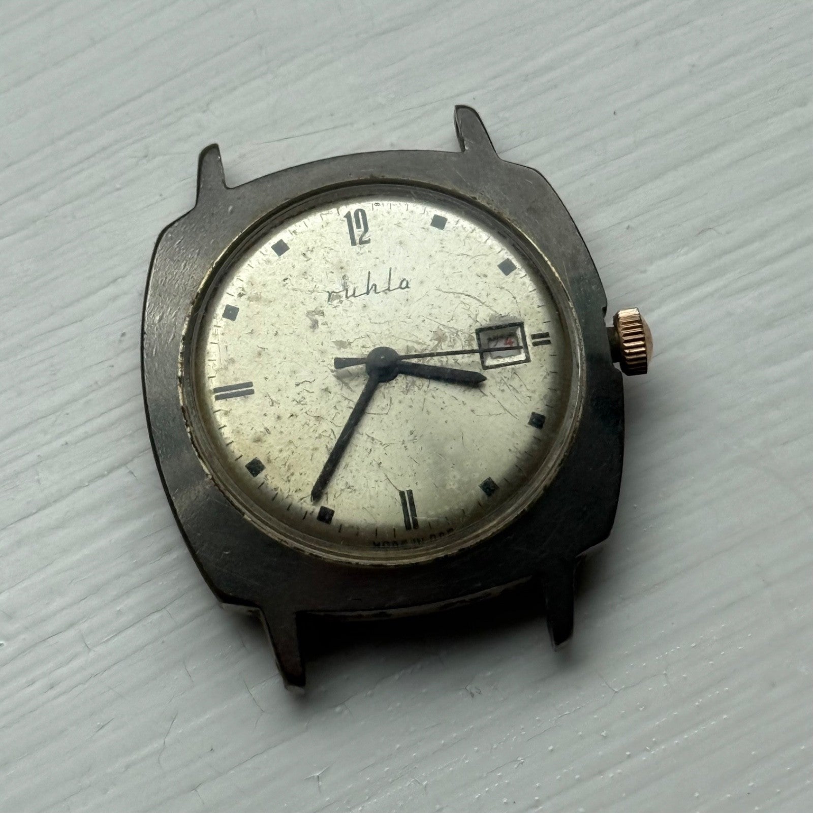 35mm Vintage Ruhla UMF 24-00 Made In GDR Manual Wind Date Watch PARTS / REPAIR