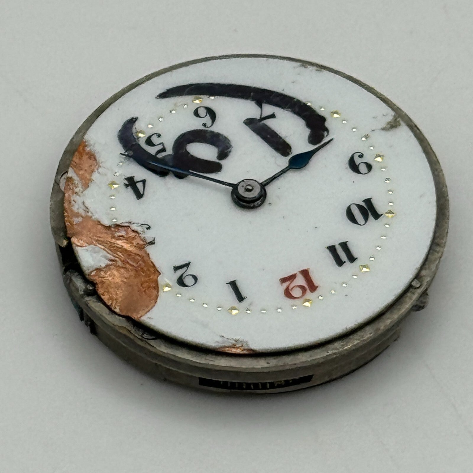 24.9mm Unidentified Swiss Balance Ok Trench Watch Movement Manual Wind PARTS