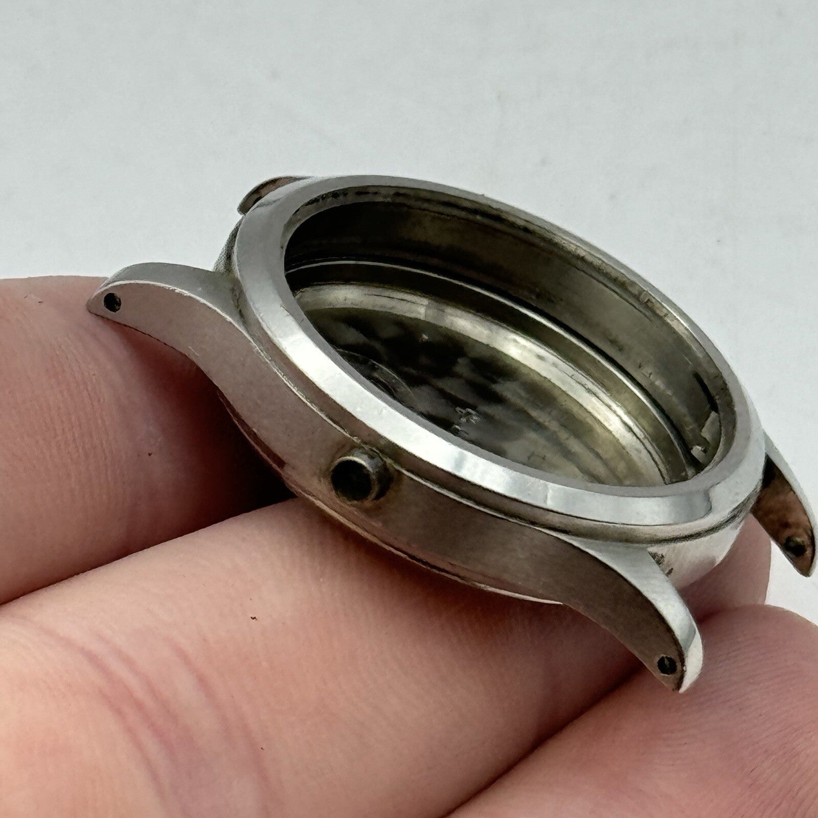 29.5mm Vintage Girard Perregaux 7163 Engraved Watch Case StayBrite Steel Brevet