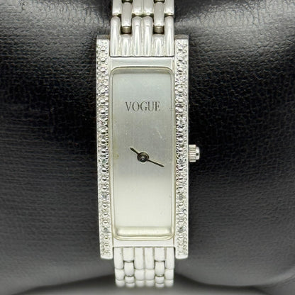 Vogue Ladies Quartz Watch Rectangular Silver Tone Bracelet 16mm PARTS REPAIR