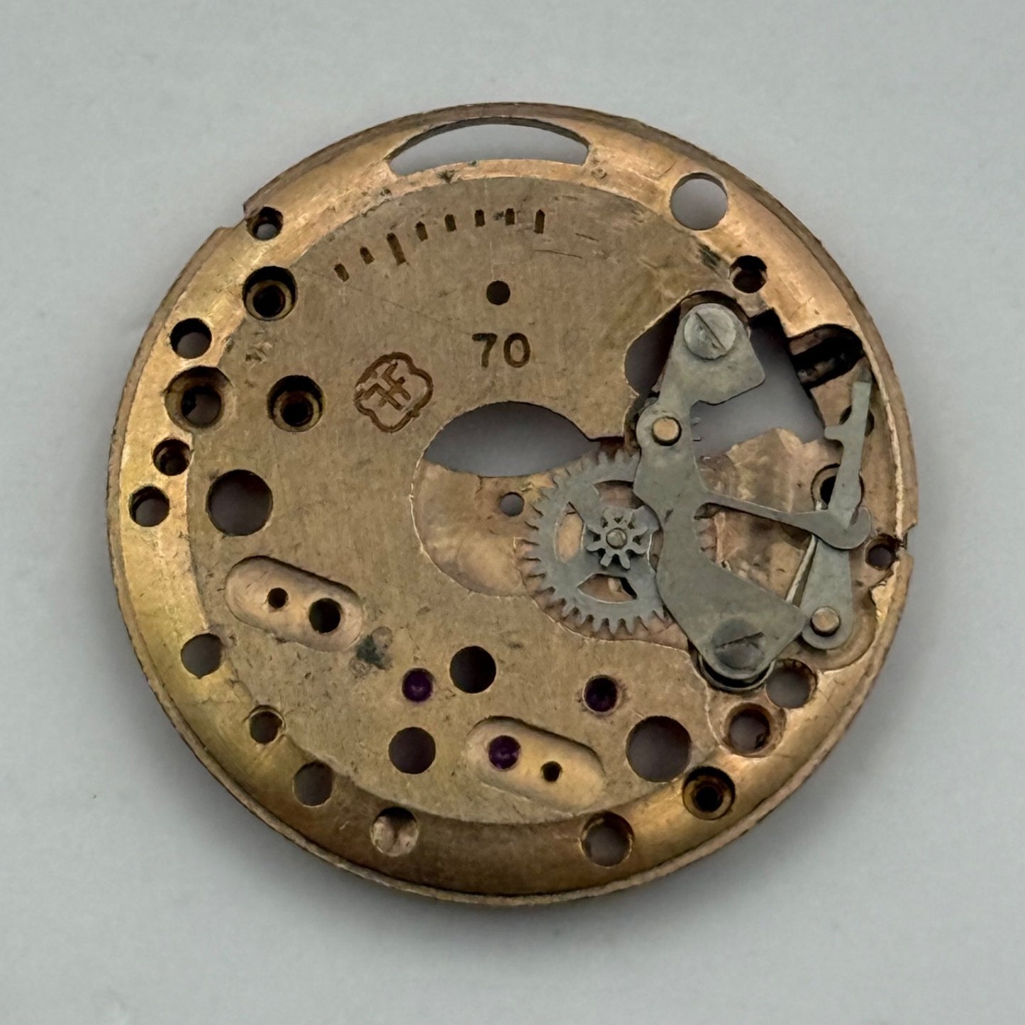 FHF 70 Watch Movement Main Plate Manual Wind Vintage Swiss Parts Repair 23.6mm