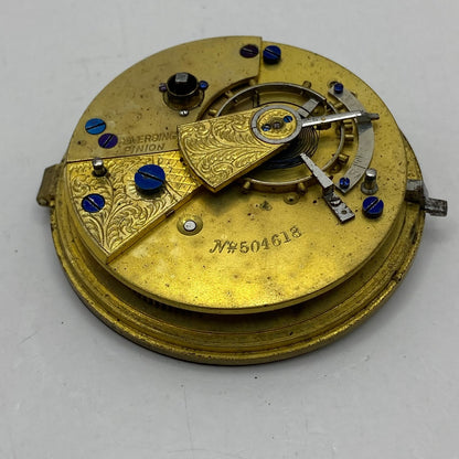46.3mm Antique Key Wound Balance Ok Pocket Watch Movement PARTS REPAIR SPARES
