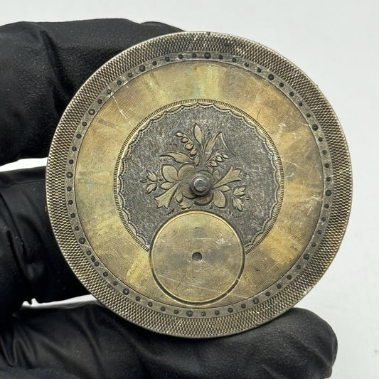 45.6mm Unidentified Beautiful Dial Partial Pocket Watch Movement FOR PARTS