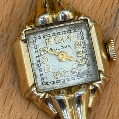 16mm Vintage Bulova 6BA Swiss 10k Gold Filled Manual Ladies Wind Watch PARTS