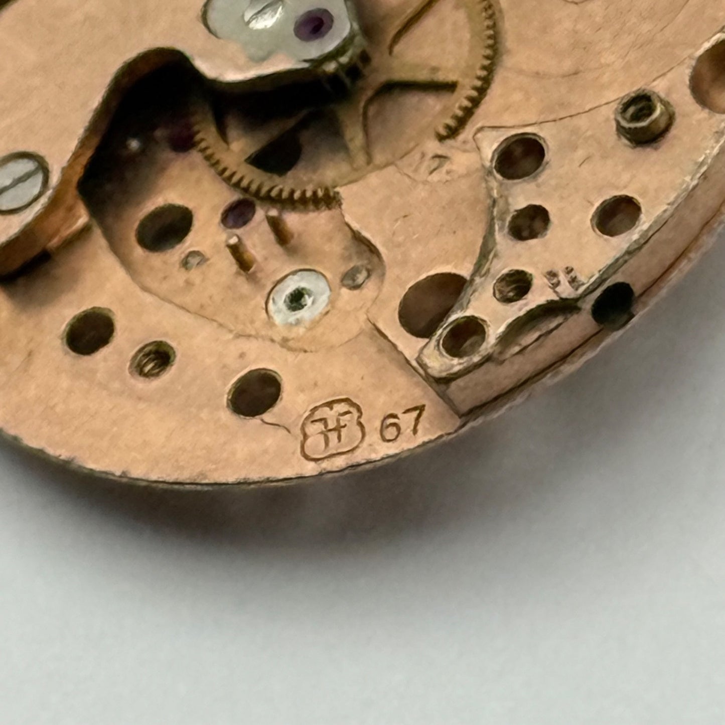 FHF 67 Watch Movement Main Plate Manual Wind Vintage Swiss Parts Repair 23.6mm