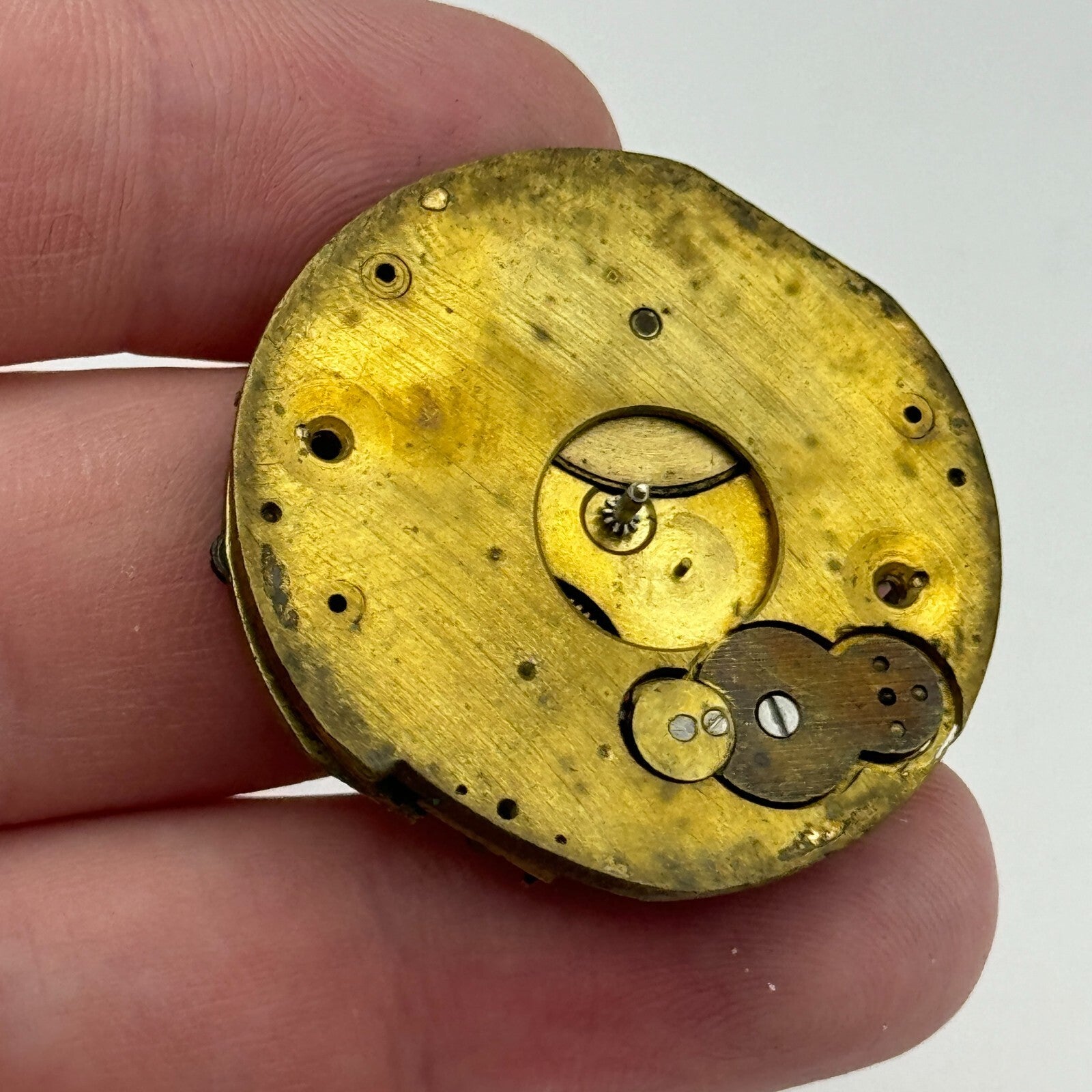 35.4mm Antique Unidentified Key Wound Pocket Watch Movement PARTS REPAIR SPARES