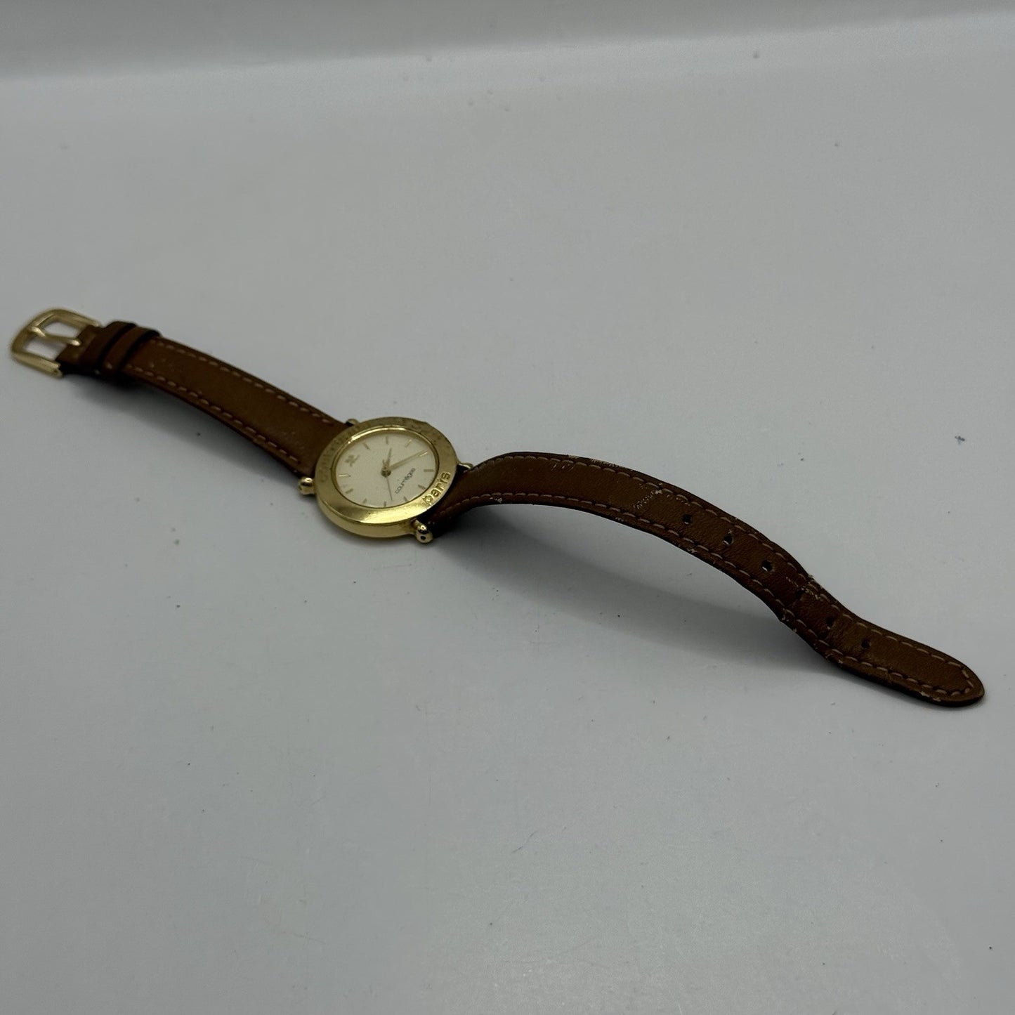 25mm Working Ladies Vintage Courreges Paris 4N01-0220 Gold Plated Quartz Watch