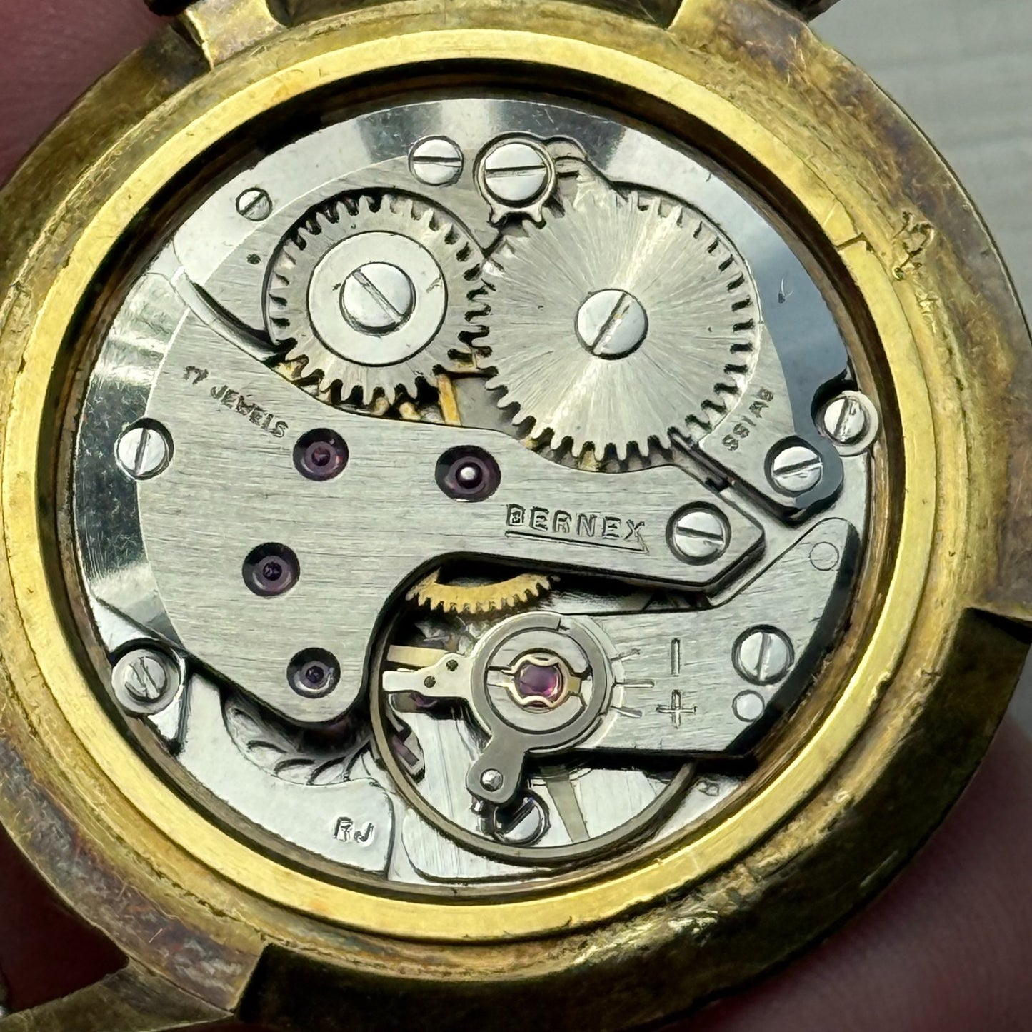 33mm Men's Vintage Bernex FHF 81 Running Swiss Manual Wind Watch PARTS REPAIR