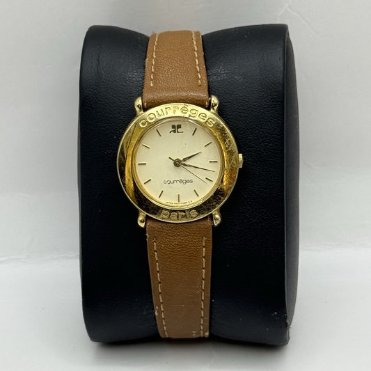 25mm Working Ladies Vintage Courreges Paris 4N01-0220 Gold Plated Quartz Watch