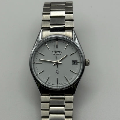 Citizen CQ Quartz Watch 6110-073185 Date Silver Tone Japan 30mm PARTS REPAIR