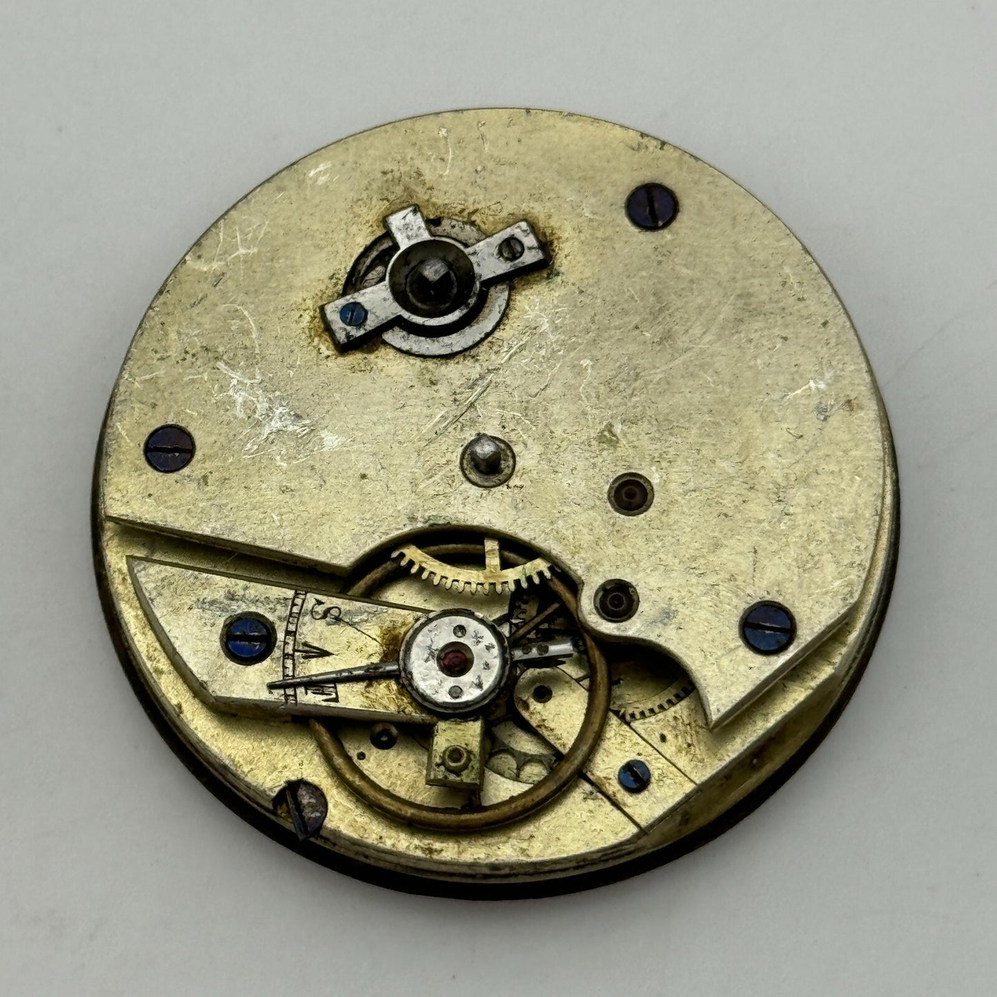 44mm Antique Key Wound Pocket Watch Movement Dial PARTS REPAIR SPARES