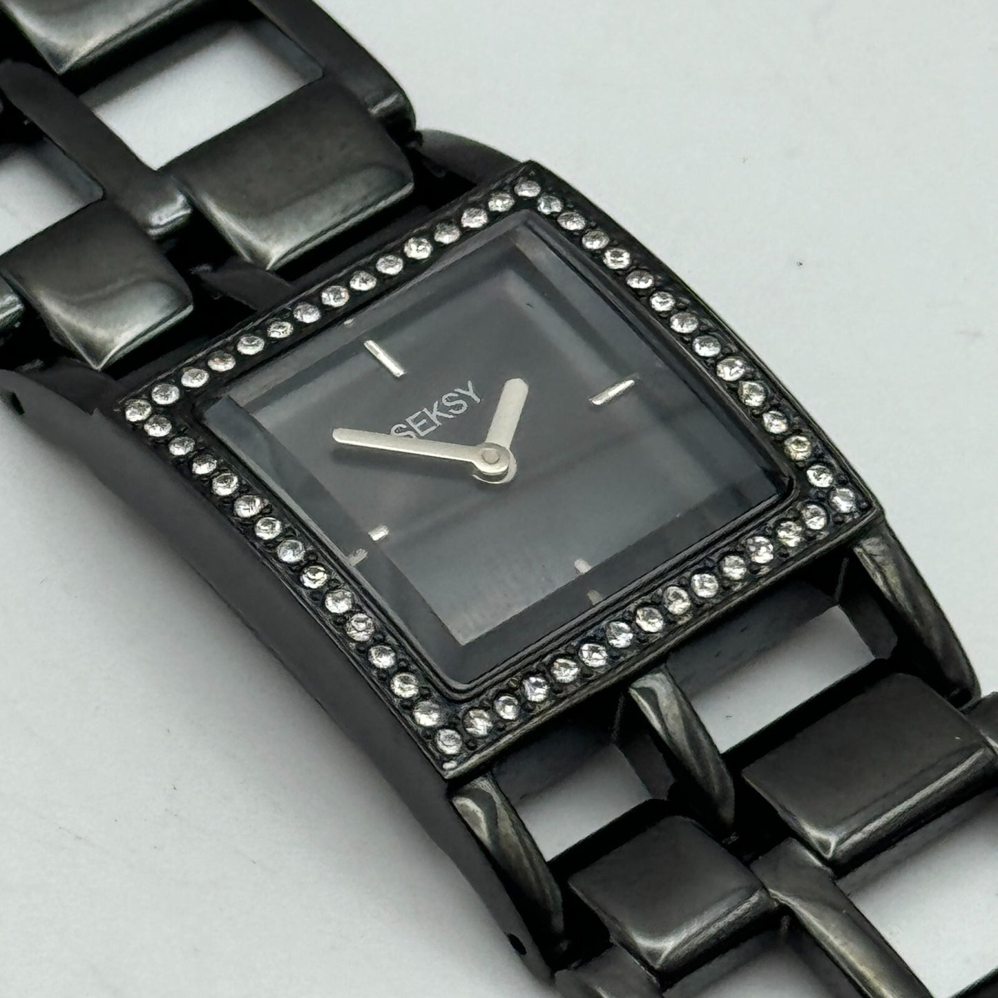 23mm Working Seksy Sekonda 4008 Black Jewelled Quartz Watch New Battery 7.5 Inch