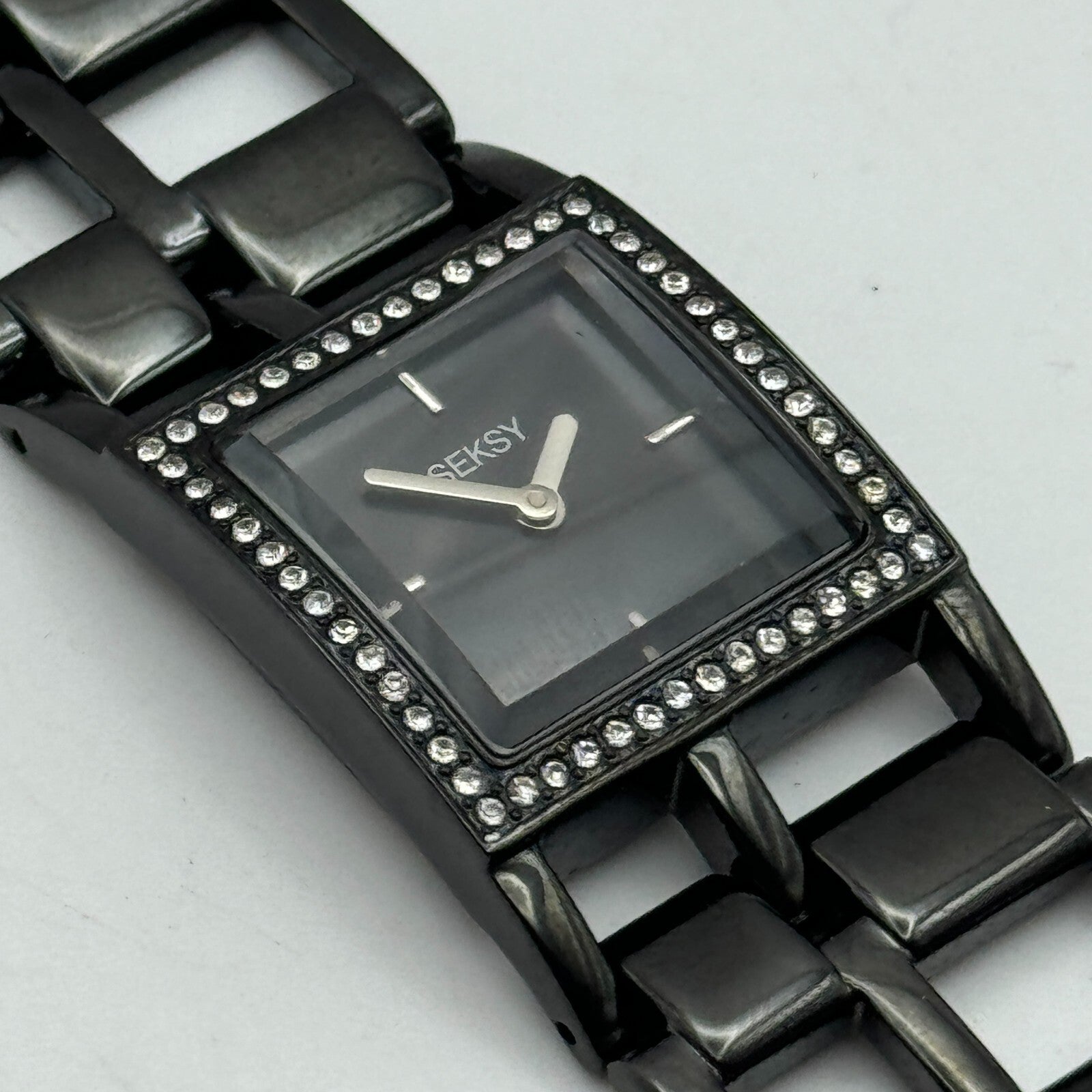 23mm Working Seksy Sekonda 4008 Black Jewelled Quartz Watch New Battery 7.5 Inch