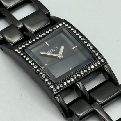 23mm Working Seksy Sekonda 4008 Black Jewelled Quartz Watch New Battery 7.5 Inch
