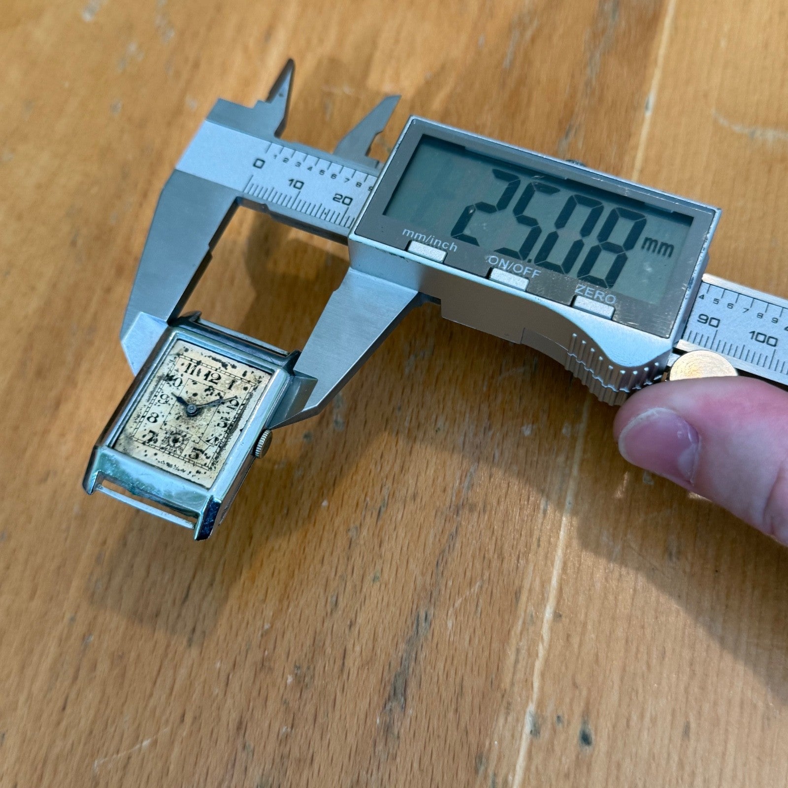 25mm Running Vintage Tank Watch PAT DRP Sub Seconds Manual Wind PARTS / REPAIR