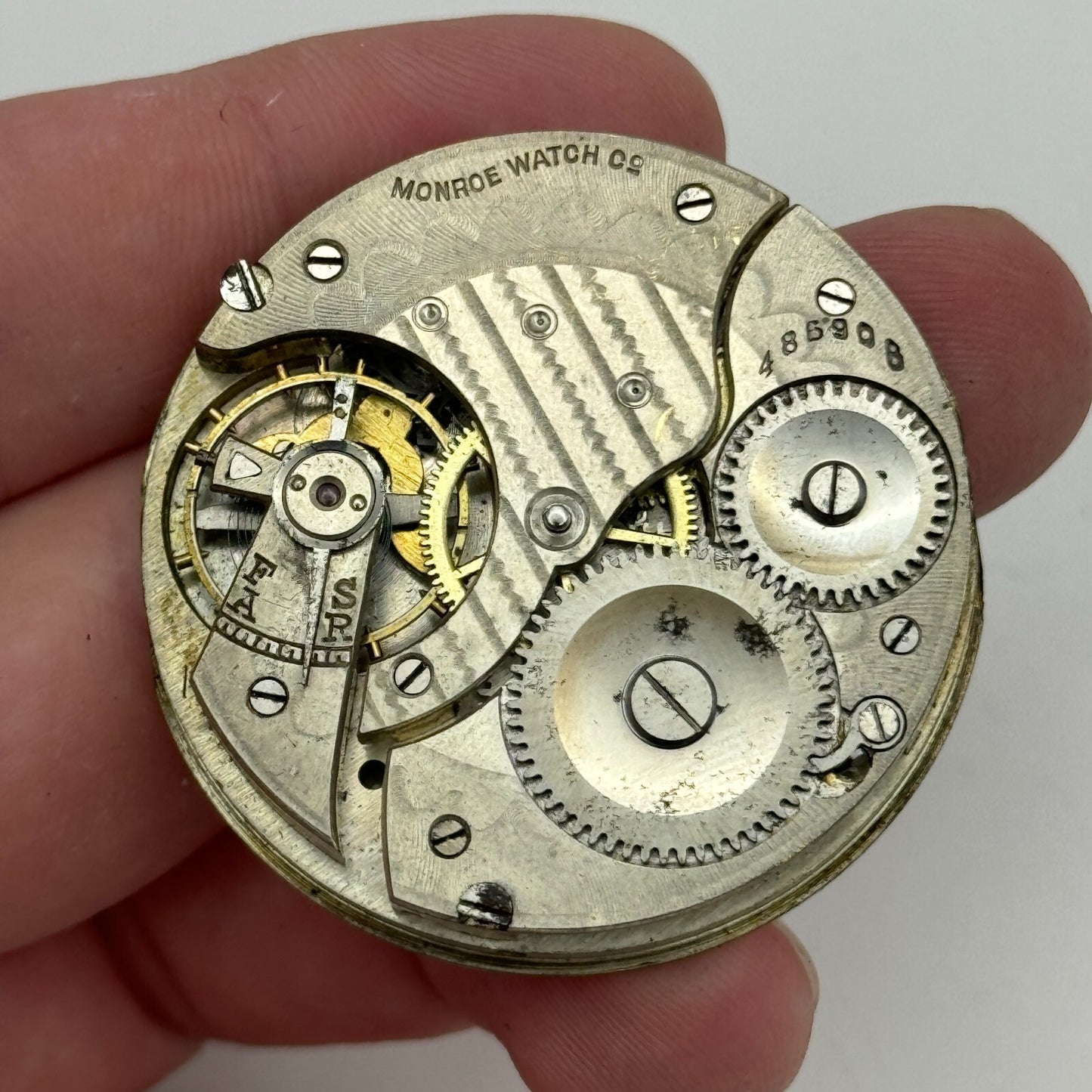 43mm Monroe Watch Co Sub Seconds Vintage Hunter Pocket Watch Movement PARTS