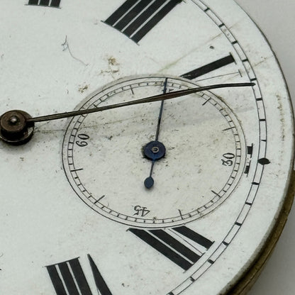 47.6mm Antique Key Wound Pocket Watch Movement Dial PARTS REPAIR SPARES