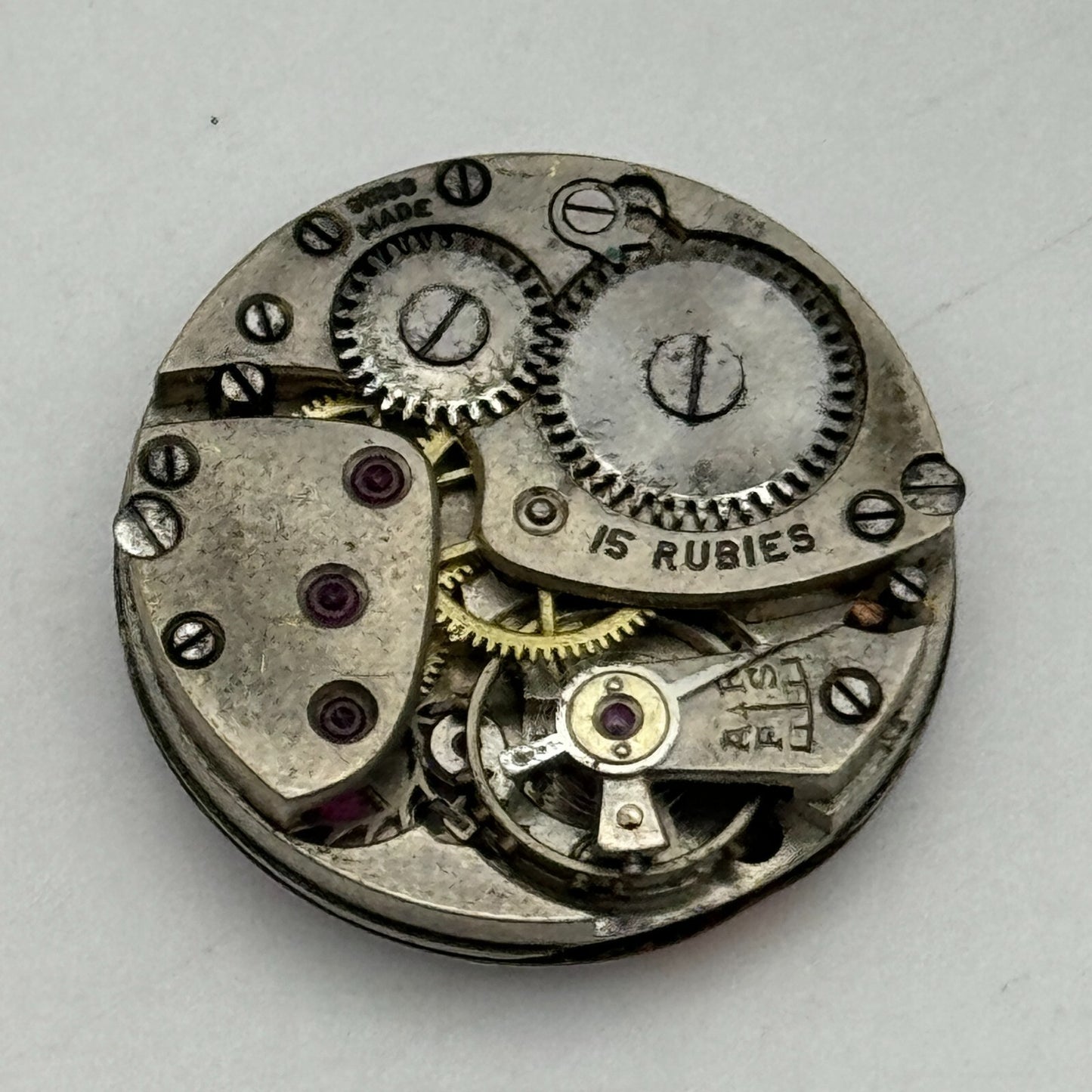 22mm Rolex Rolco 15 Rubies Military Trench Watch Movement Sub Seconds PARTS