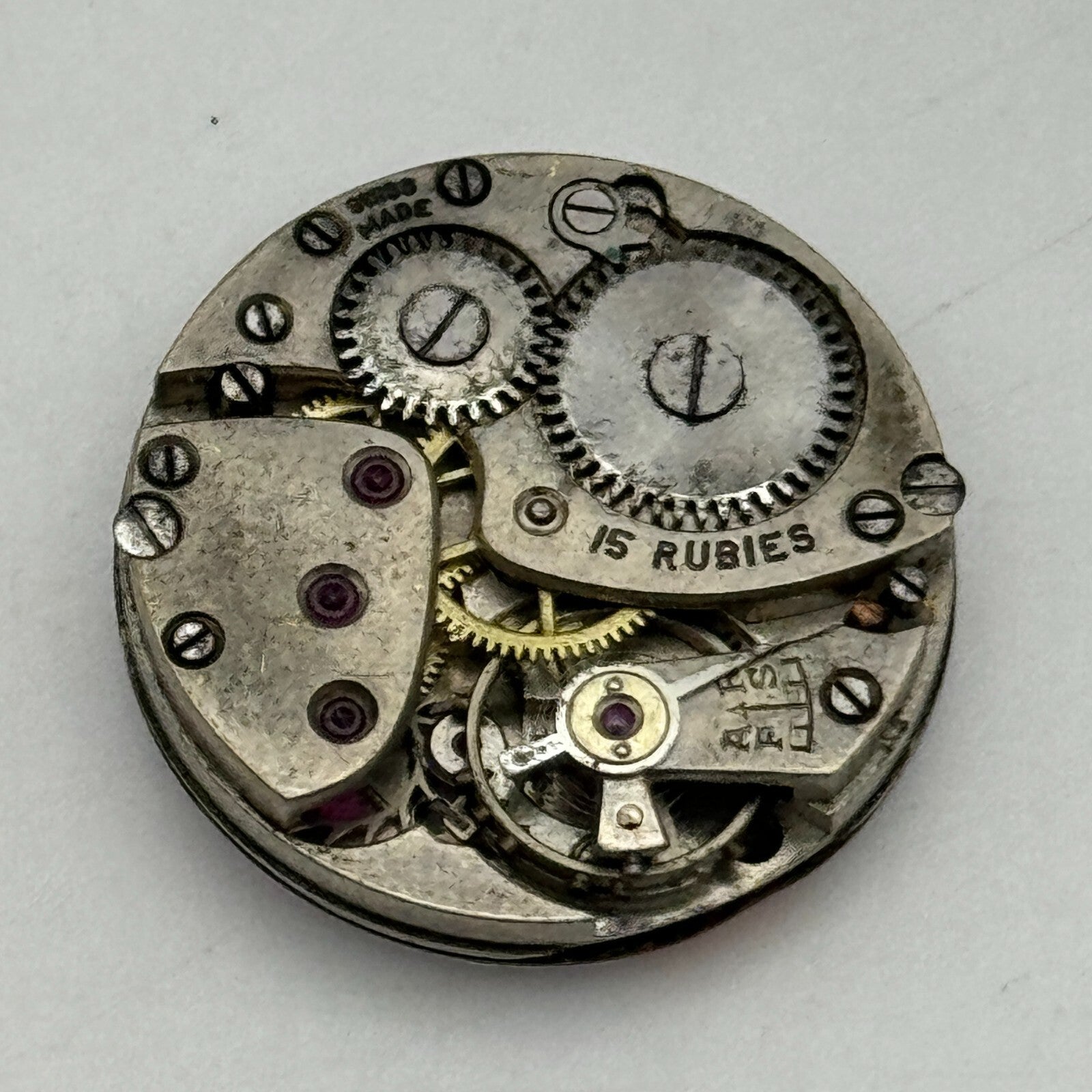 22mm Rolex Rolco 15 Rubies Military Trench Watch Movement Sub Seconds PARTS