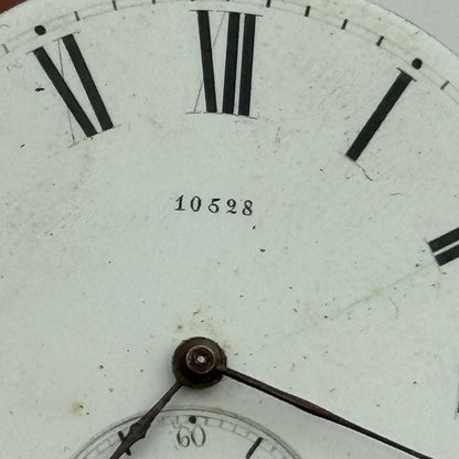 41.8mm Antique Unidentified Key Wound Pocket Watch Movement Dial Hands PARTS