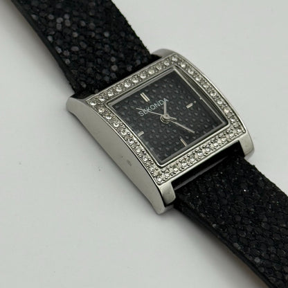 Sekonda Ladies Quartz Watch Black Dial Crystal Accents Bezel Japan Working 25mm