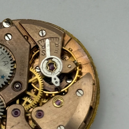 Helvetia 80C Watch Movement Manual Wind Vintage Swiss 17 Jewels Parts 25.6mm