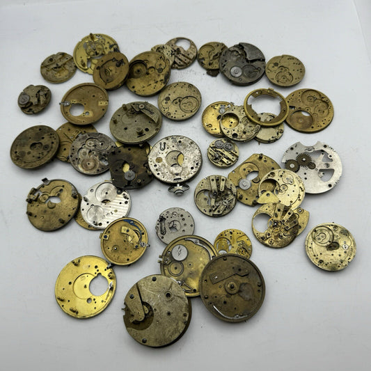 620 Grams Job Lot Of Pocket Watch Movements Parts For Spares / Repairs / Parts