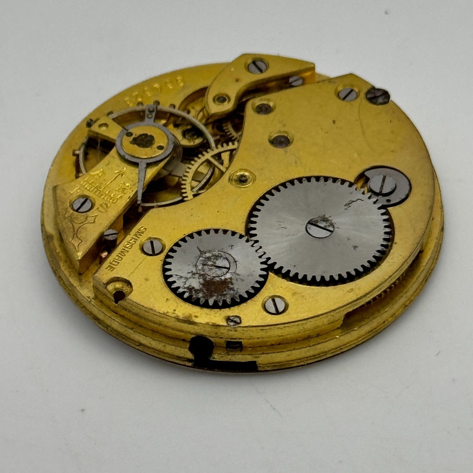 42.7mm Unidentified Swiss Sub Seconds Open Face Pocket Watch Movement PARTS