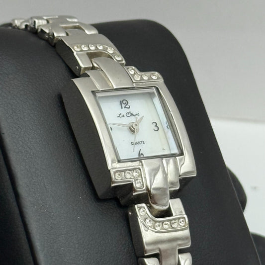 18mm Working Ladies Le Chat Jewelled Silver Tone Japan Quartz Watch 6.5 Inches