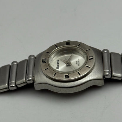 25mm Working Ladies Britania 30m Silver Tone Roman Numeral Quartz Watch 6 Inches