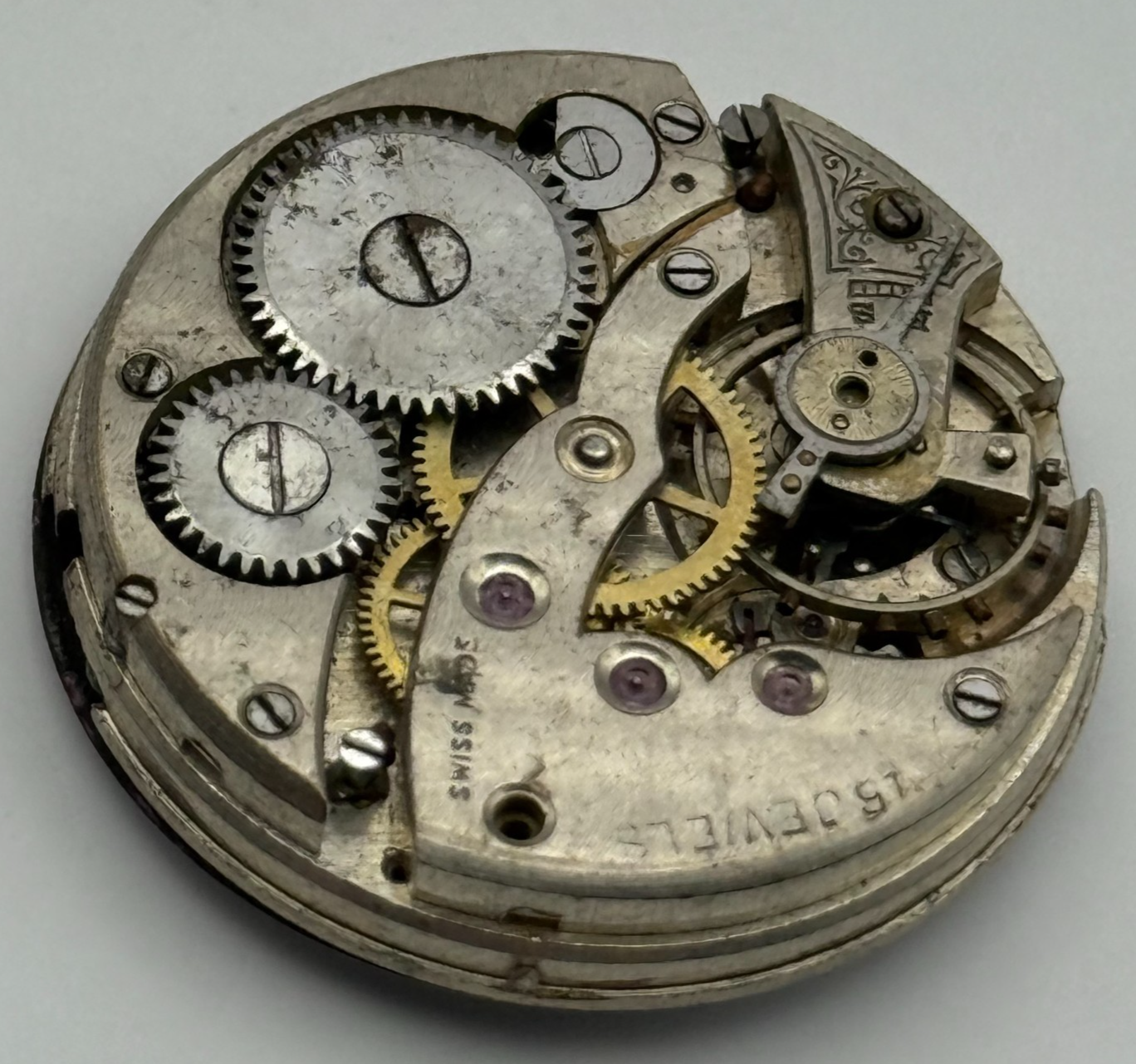 15 Jewels Trench Swiss Watch Movement Marvin 362 ? Vintage Parts Repair 29.8mm