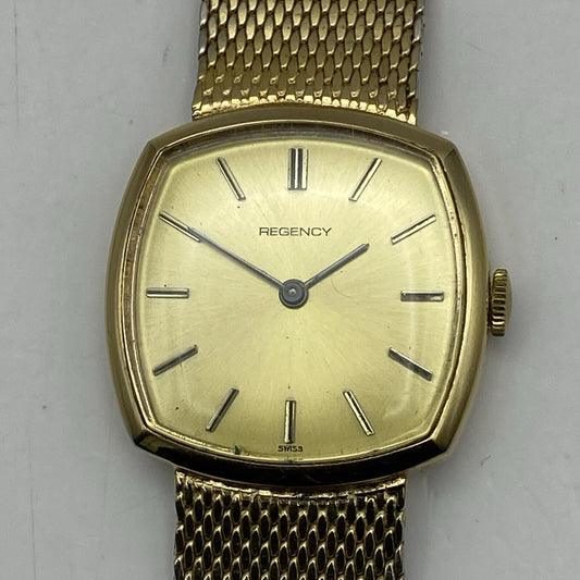 27mm Ladies Manual Wind RUNS BUT STOPS Regency Milanese Gold Tone Watch