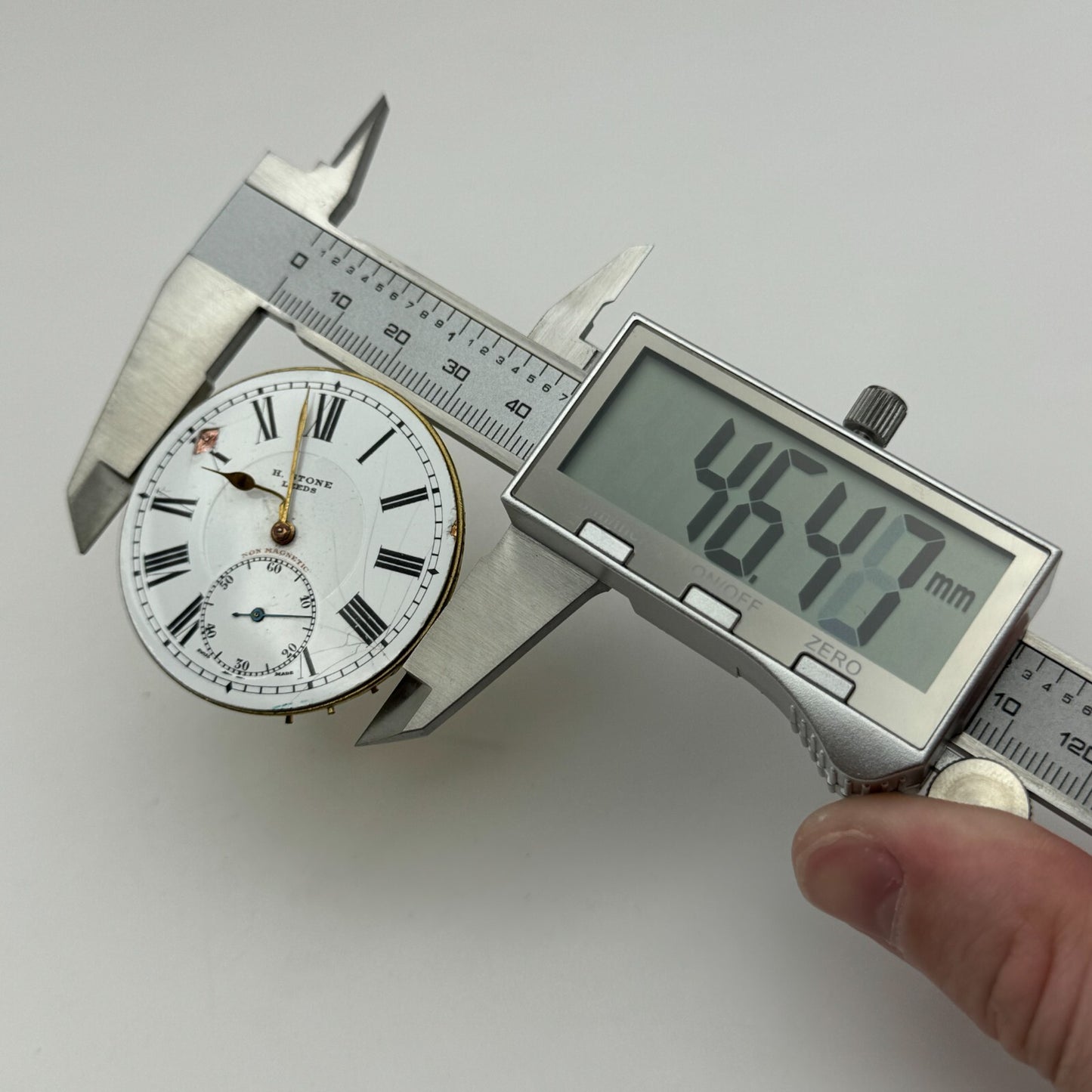 46.4mm Antique H Stone Leeds Balance Ok Key Wound Pocket Watch Movement PARTS