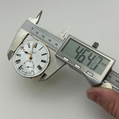 46.4mm Antique H Stone Leeds Balance Ok Key Wound Pocket Watch Movement PARTS