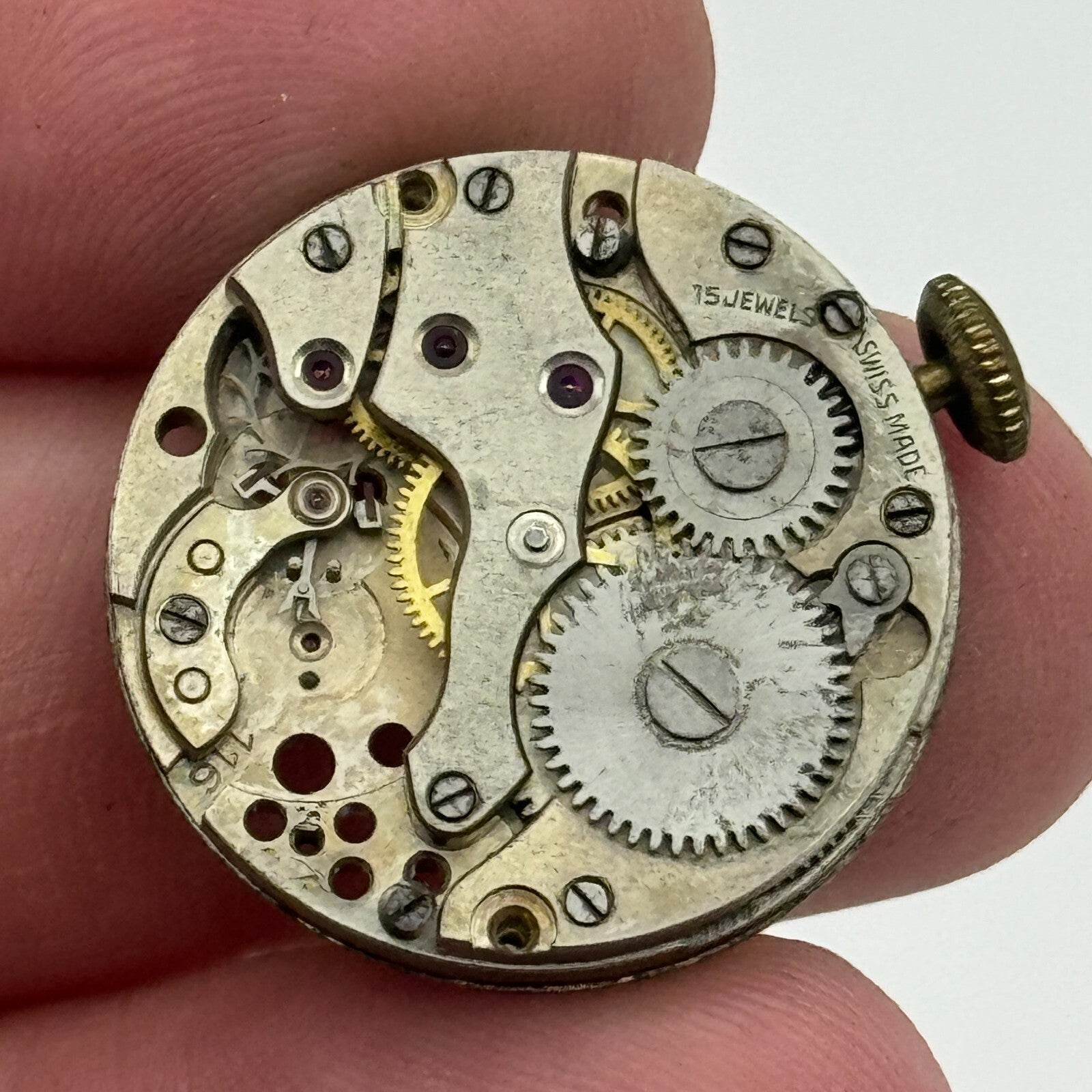 23.4mm Unidentified Cal 116 Manual Wind Watch Movement Swiss Vintage PARTS SPARE