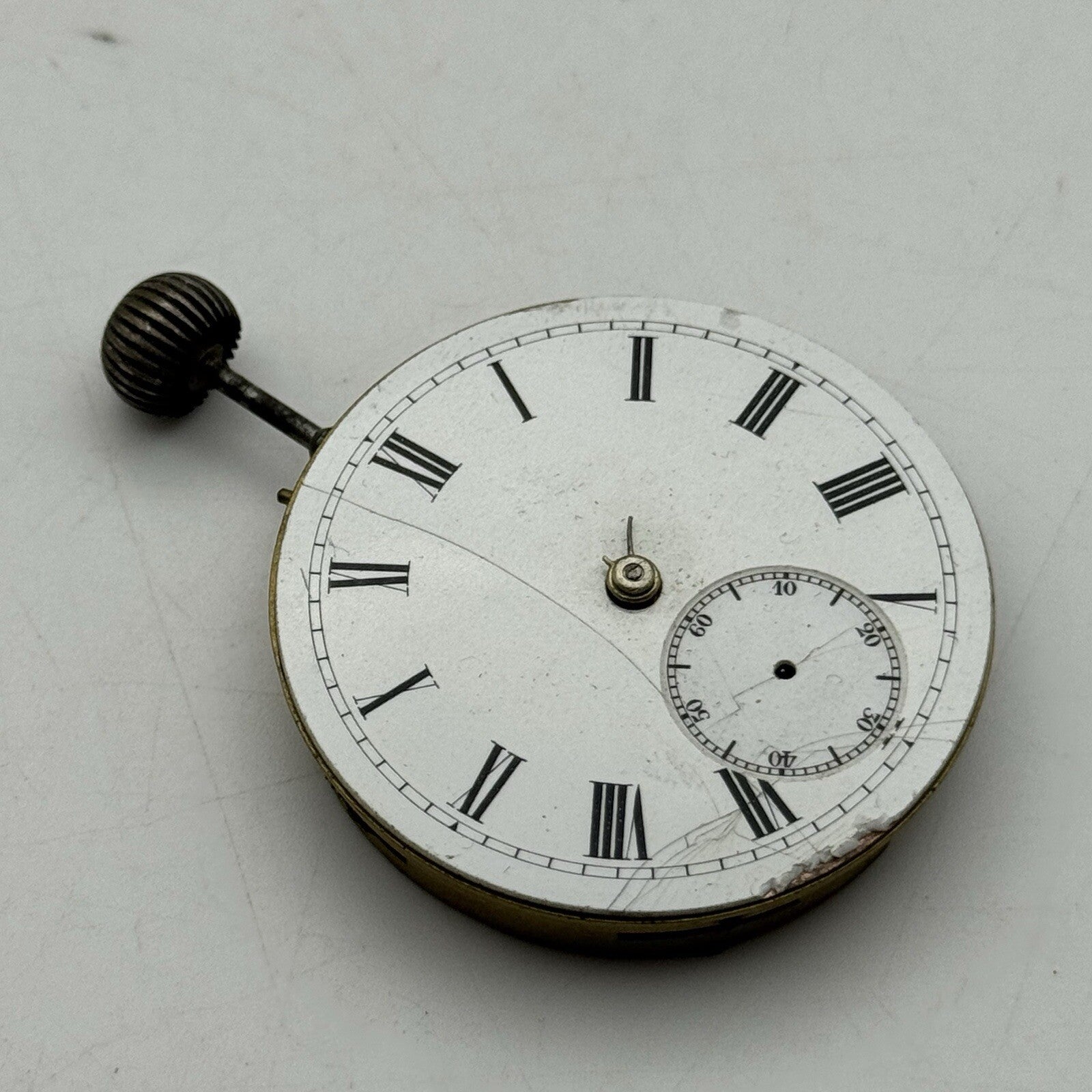 44.7m Warranted English Lever Top Wind Pocket Watch Movement Dial FOR PARTS