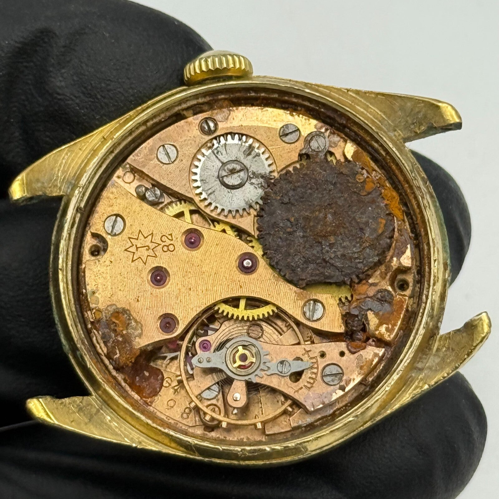 33mm Men’s Vintage Junghans J82 Chronometer Swiss Rare Gold Plated Watch PARTS