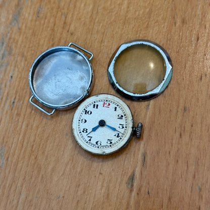 25mm Vintage Trench Style Manual Wind Swiss Made Red 12 Watch PARTS / REPAIR