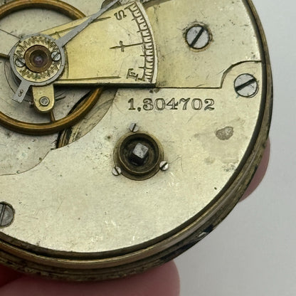 45.8mm Antique Brooklyn Watch Co BWC Key Wound Pocket Watch Movement PARTS