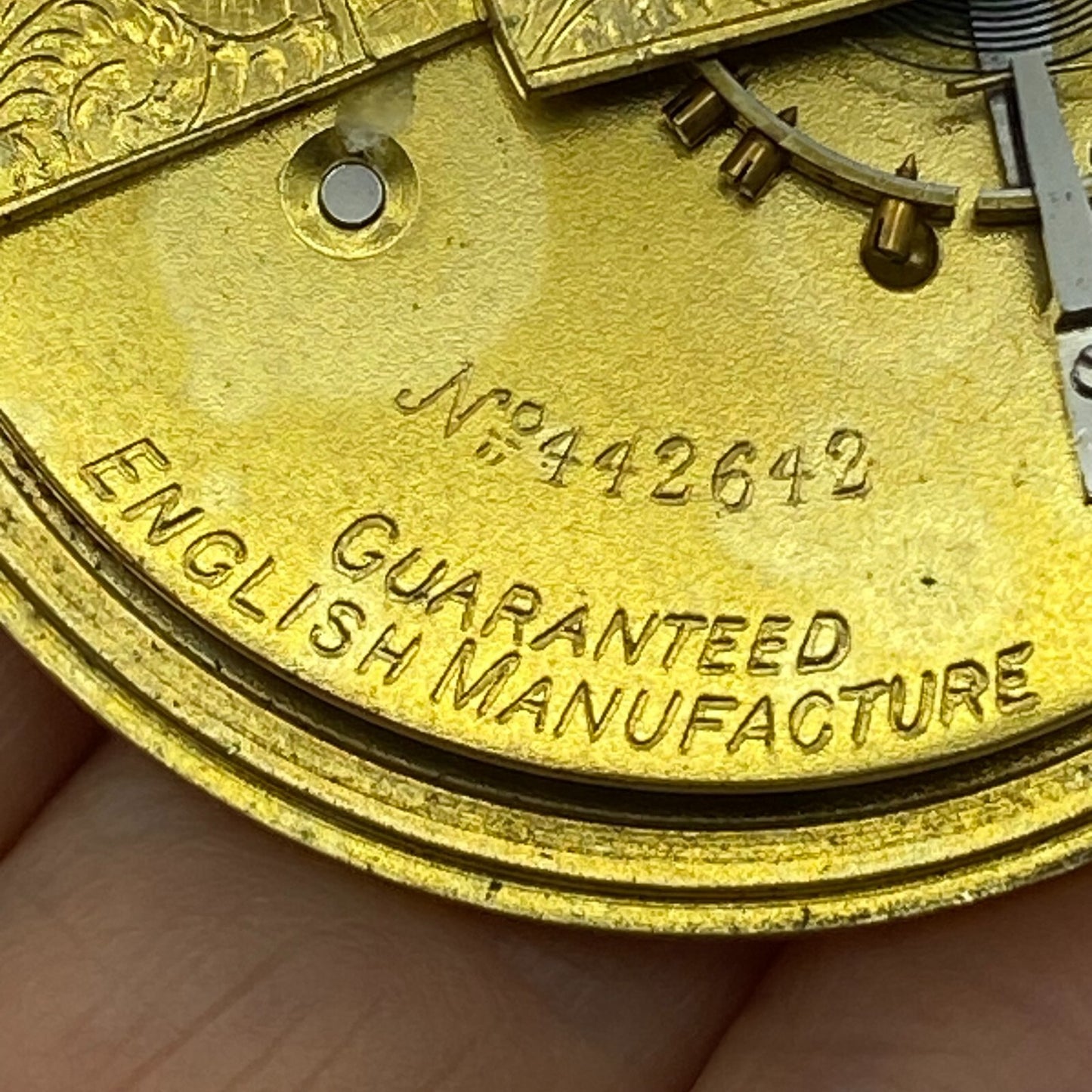 44.6mm Antique Kay Worcester Reversing Pinion Pocket Watch Movement PARTS