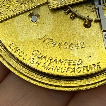 44.6mm Antique Kay Worcester Reversing Pinion Pocket Watch Movement PARTS