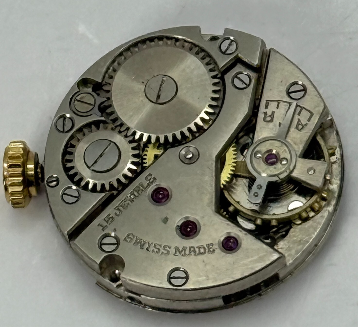 19.6mm Vintage Avia Derby D 40 Manual Wind Watch Movement PARTS REPAIR